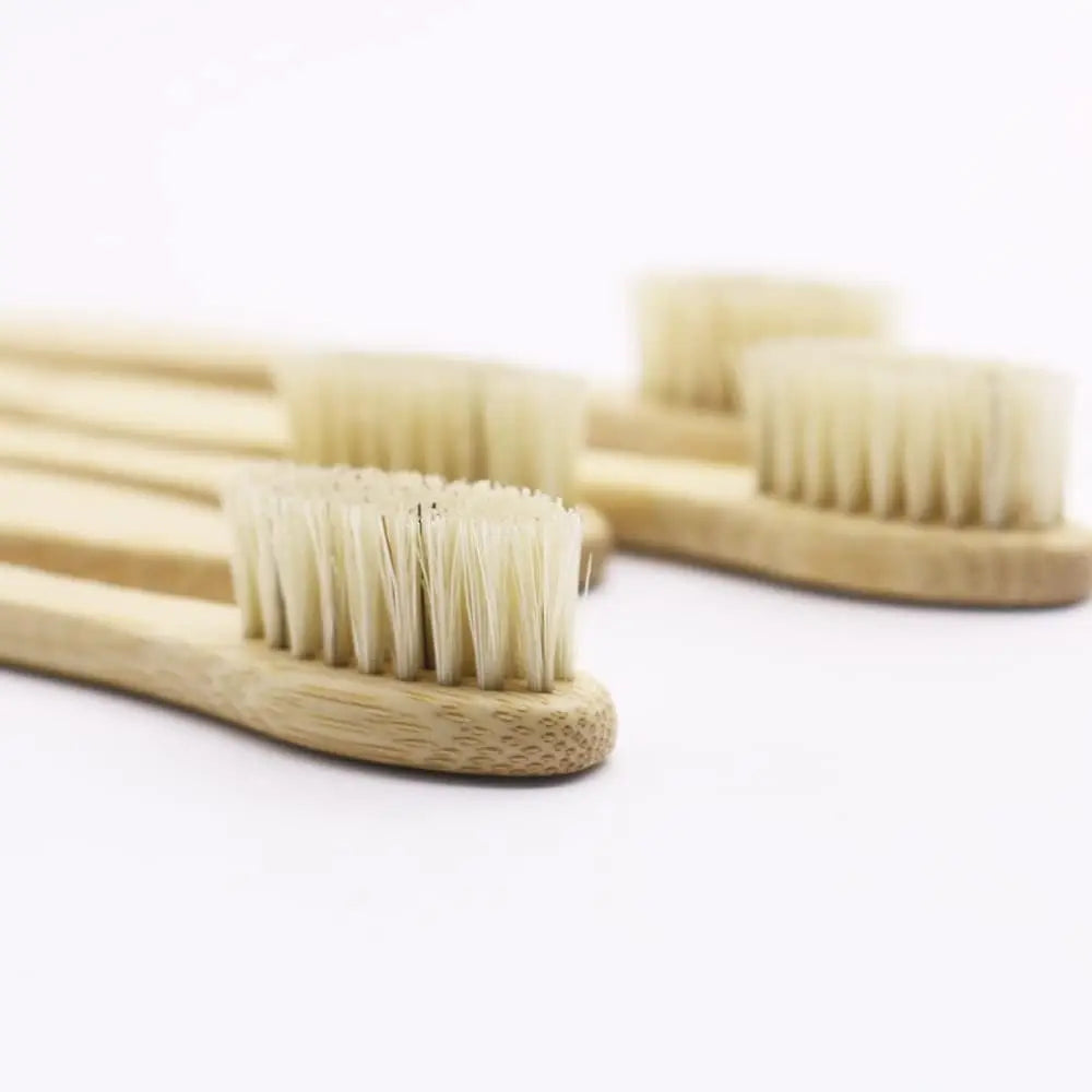 5 Pcs Natural Bristle Bamboo Toothbrush with Boar Bristles Compostable Eco-Friendly Biodegradable Zero Waste Toothbrushes