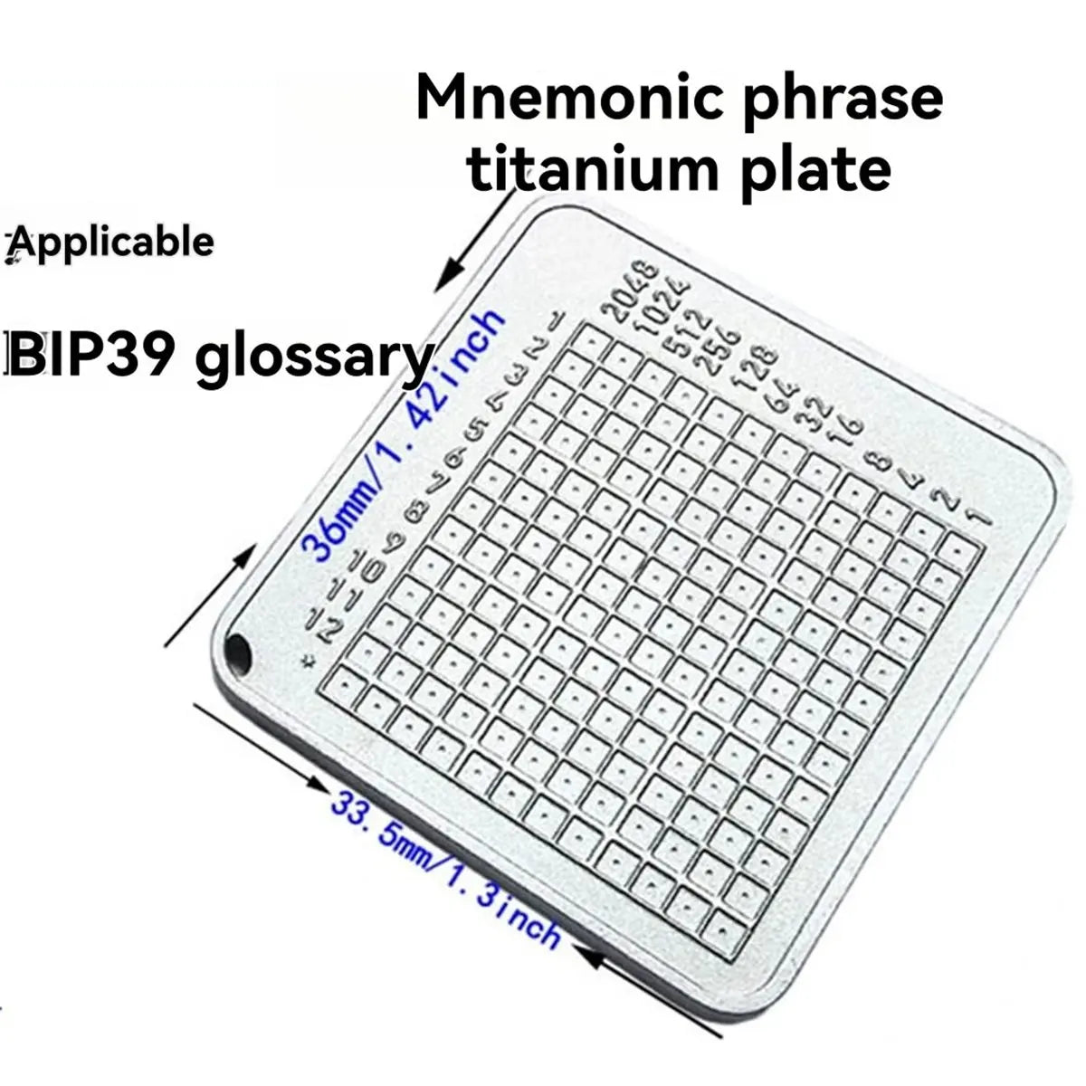 AT16 Crypto Seed Phrase Storage Plate, Mnemonic 24 Words Backup Kit, Recovery Cold Wallet for BIP39 Recovery Words