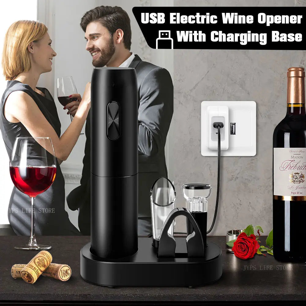 Apribottiglie Elettrico per Vino - Set Completo con Base Ricarica