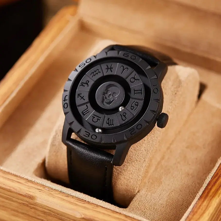 Orologio Uomo Magnetico Creative Black - Sfera Metallica Rotante Design Unico Regalo