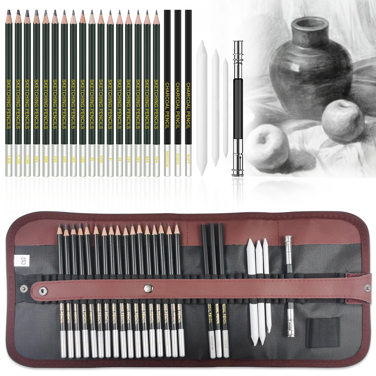 Set Disegno Sketching 12-70 Pezzi - Kit Artistico Professionale Matite Colorate