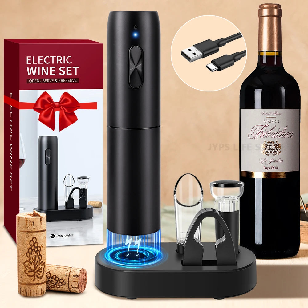 Apribottiglie Elettrico per Vino - Set Completo con Base Ricarica