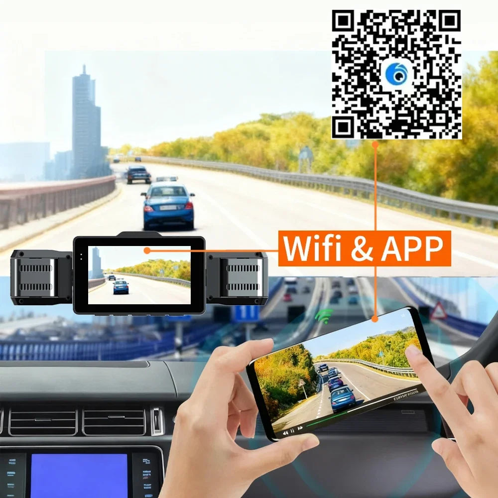 New Car Dash Cam 4 Channel HD 1080P Black Box DVR Night Vision 24H Parking Monitor 360° with WiFi Dash Cam Parking Backup Camera