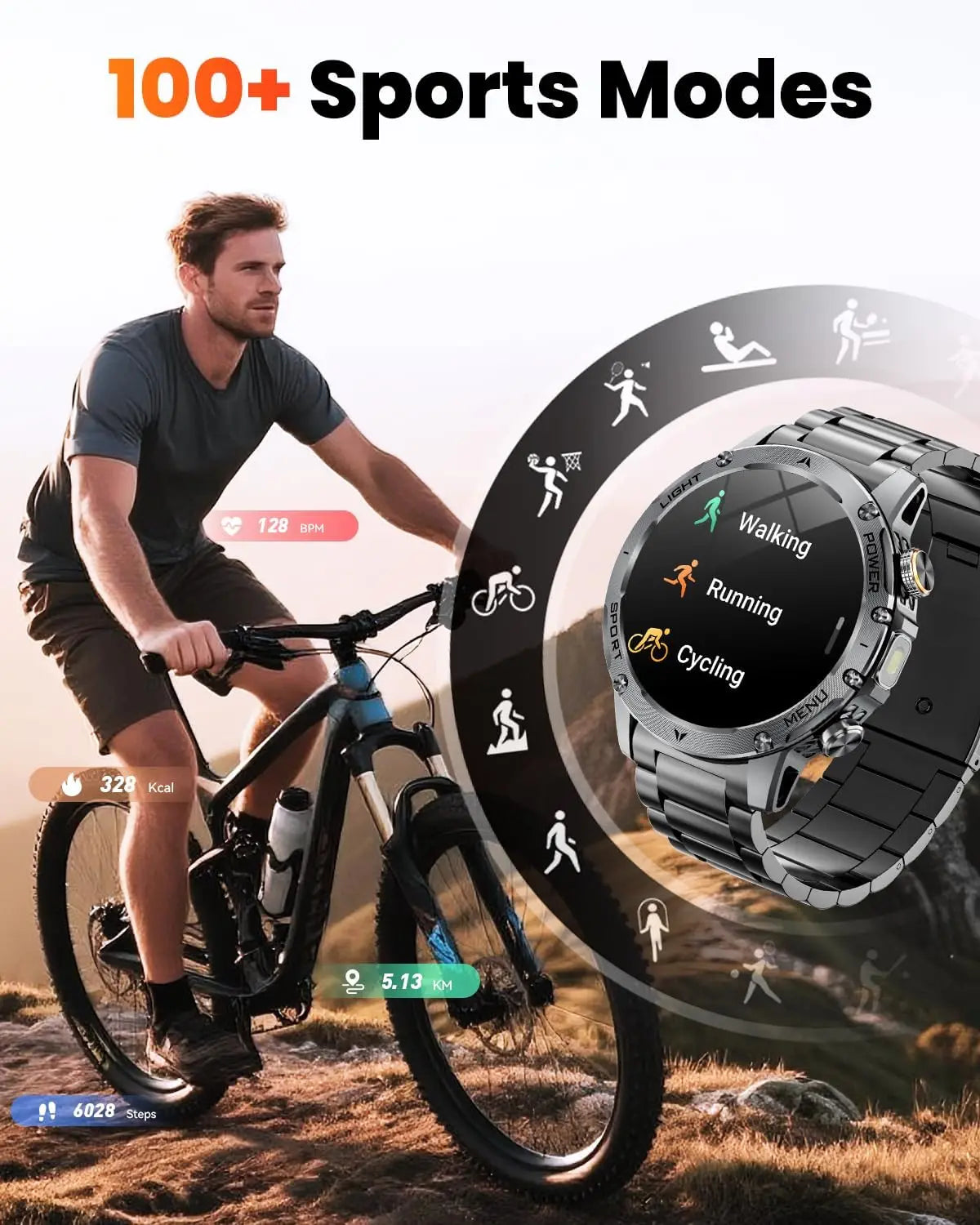 New Men Military Outdoor 1000mAh Battery Smart Watch GPS NFC Watches 3ATM Waterproof Swim 1.7-inch HD Bluetooth Call Smartwatch