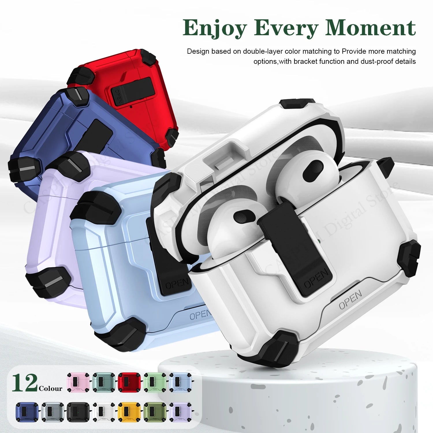 Custodia Magnetica per AirPods con Supporto Integrato - Design Trasformabile