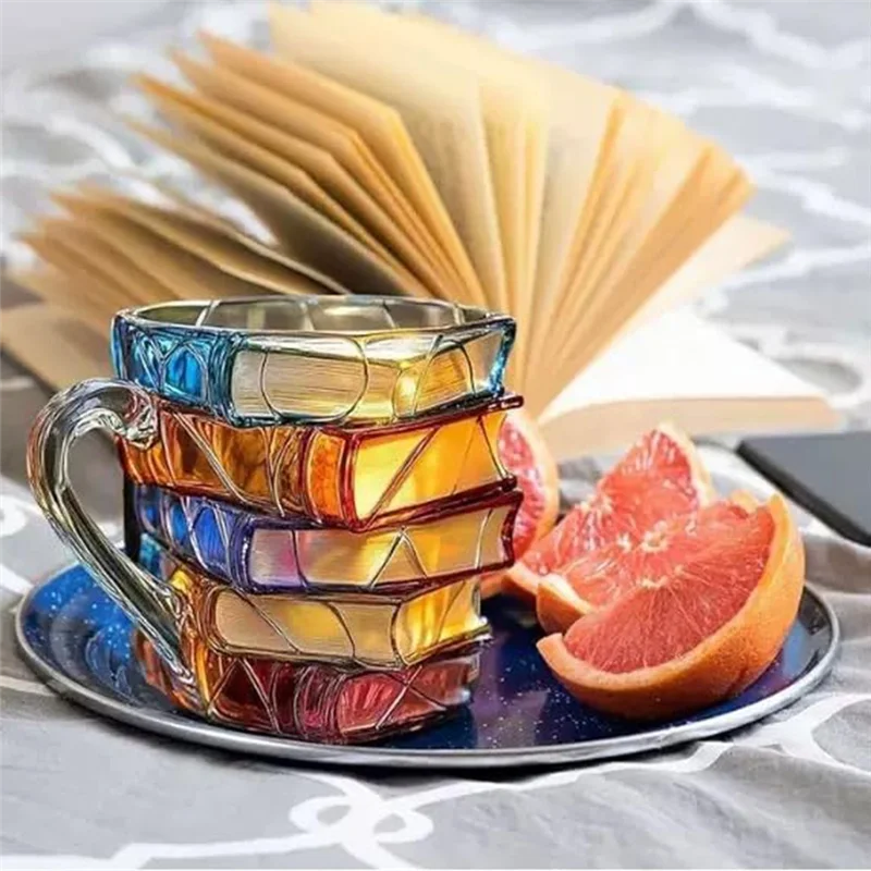 Tazza Libro 3D - Tazza Caffè Forma Libro in Vetro per Amanti della Lettura