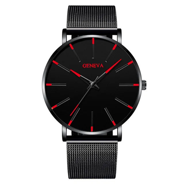 Orologio Uomo Business Nero Ultra Sottile - Cinturino Mesh Acciaio Elegante