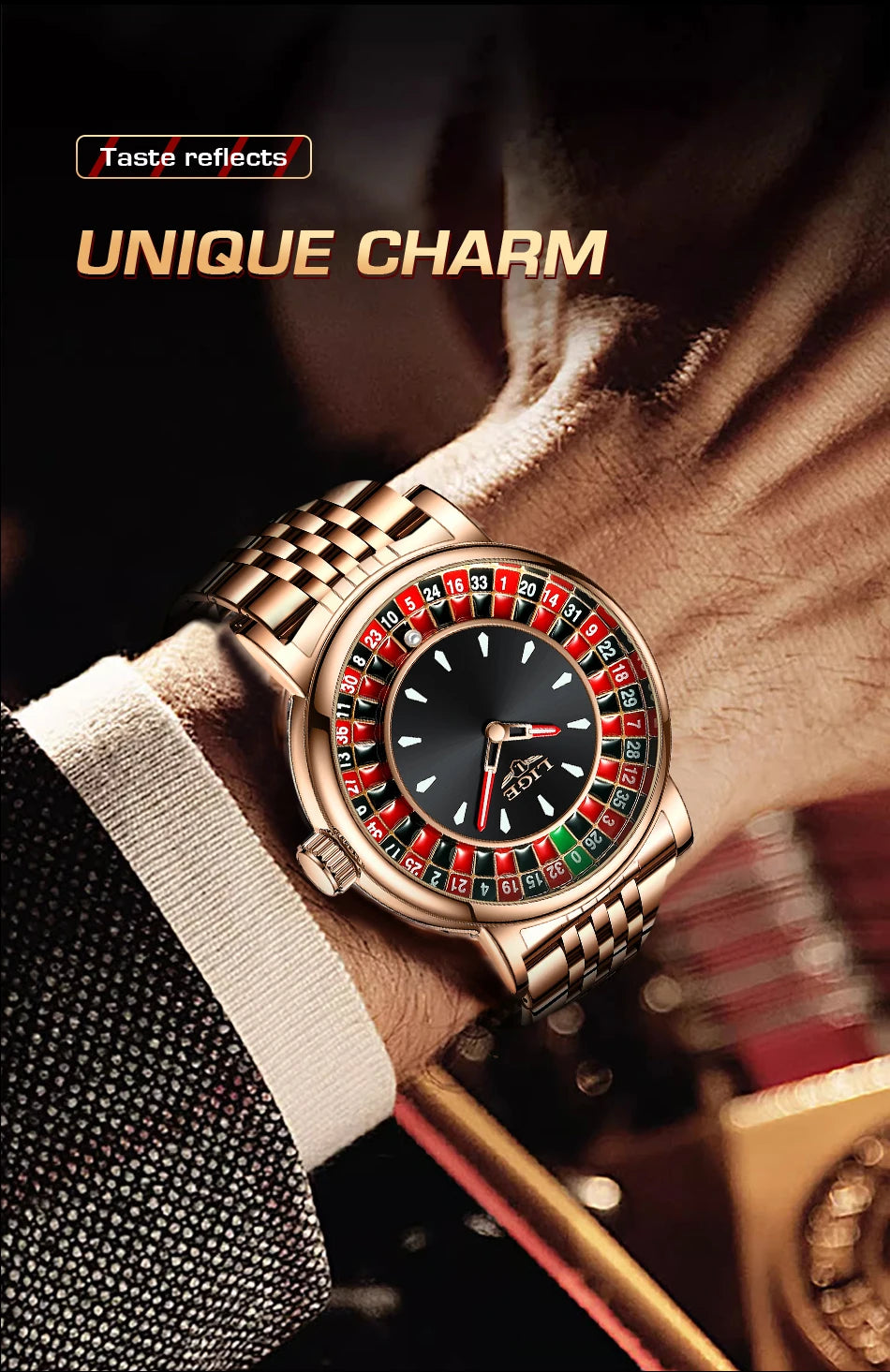 Orologio Uomo LIGE Quadrante Rotante Roulette - Numeri Arabi Impermeabile Luminoso