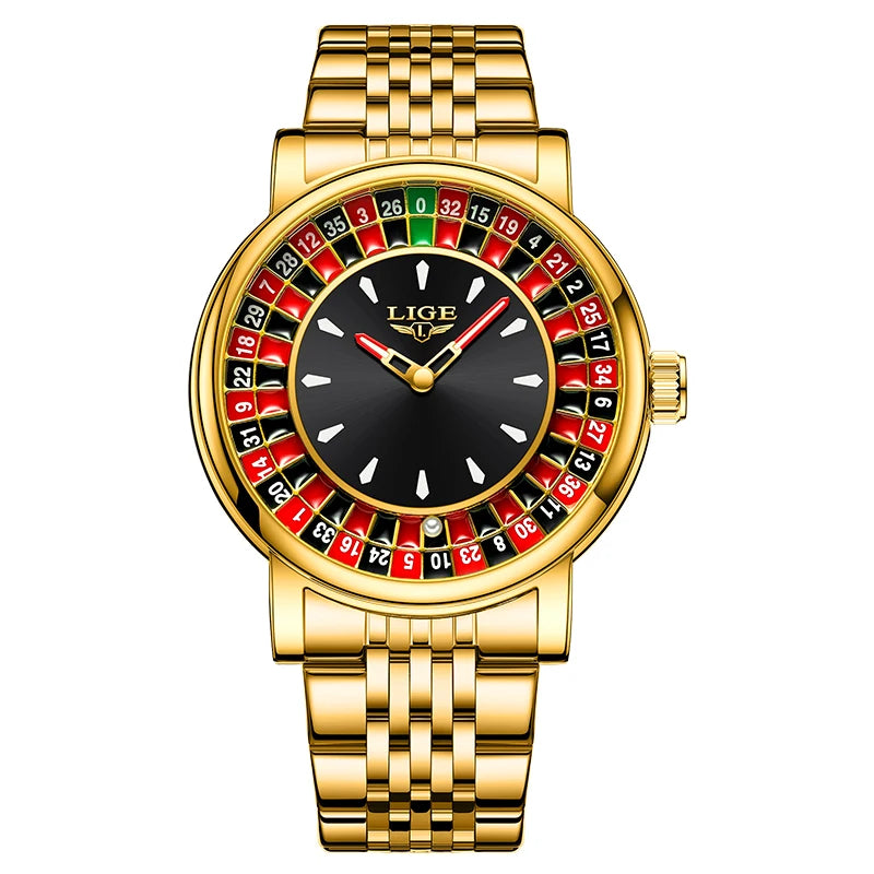 Orologio Uomo LIGE Quadrante Rotante Roulette - Numeri Arabi Impermeabile Luminoso
