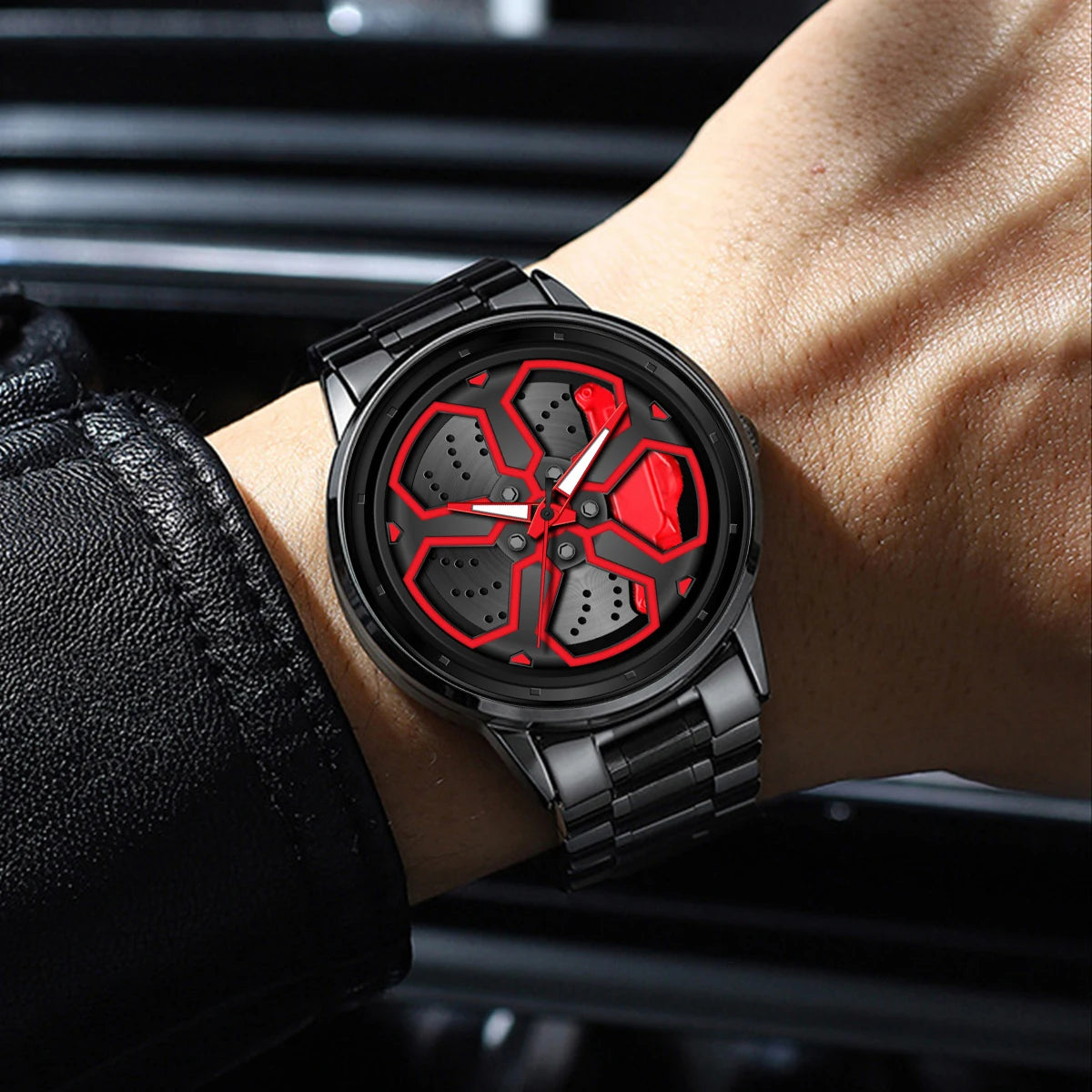 Orologio Uomo Sportivo con Ruota Rotante - Acciaio Nero Impermeabile Quarzo