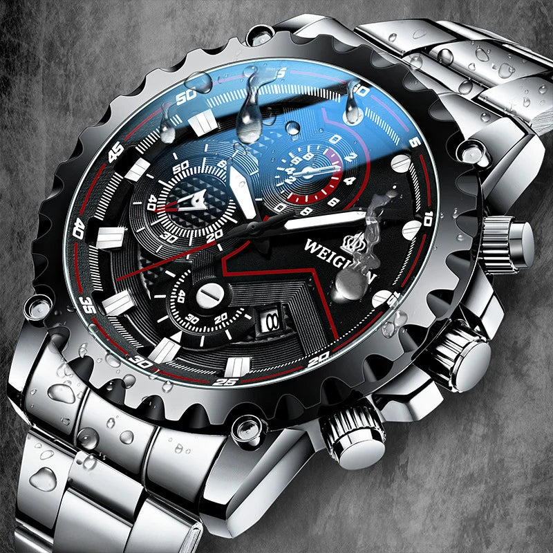 Orologio Uomo Black Warrior Impermeabile Luminoso - Acciaio Calendario Quarzo