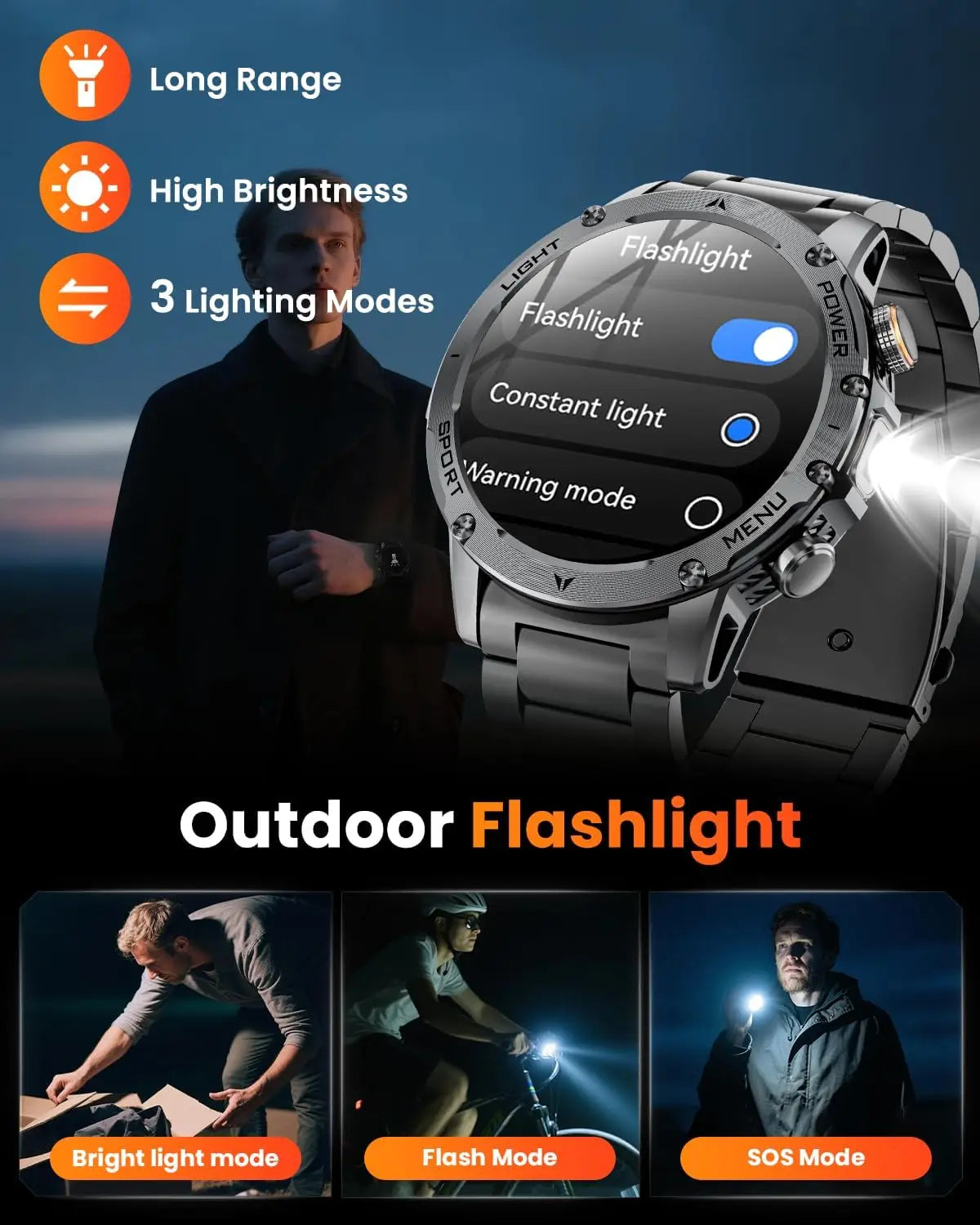New Men Military Outdoor 1000mAh Battery Smart Watch GPS NFC Watches 3ATM Waterproof Swim 1.7-inch HD Bluetooth Call Smartwatch