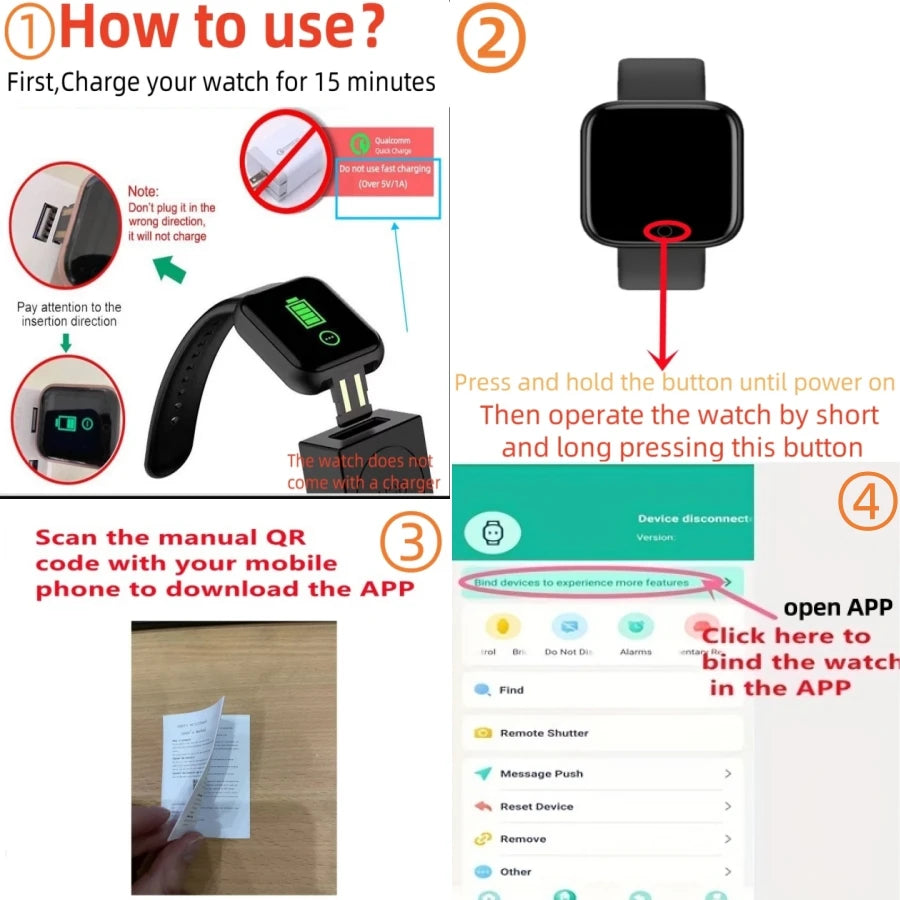 Smartwatch Fitness con Cardiofrequenzimetro e Lettore Musicale