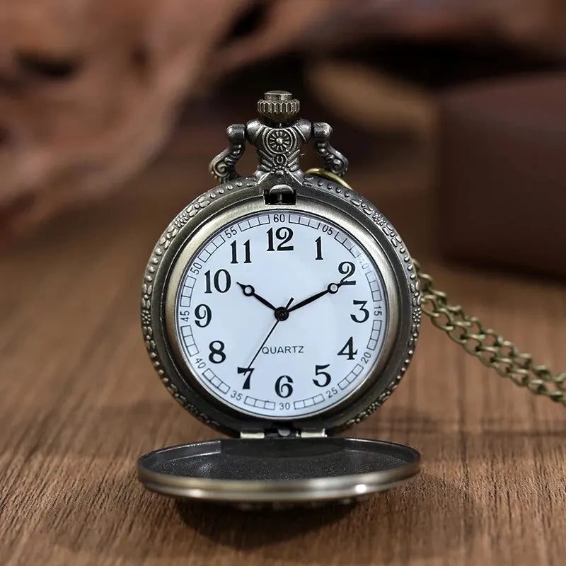 Orologio da Tasca Vintage Numeri Romani - Collana Quarzo Scheletrato Regalo