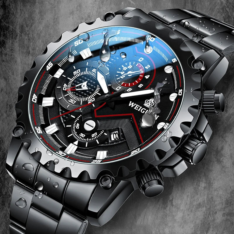 Orologio Uomo Black Warrior Impermeabile Luminoso - Acciaio Calendario Quarzo