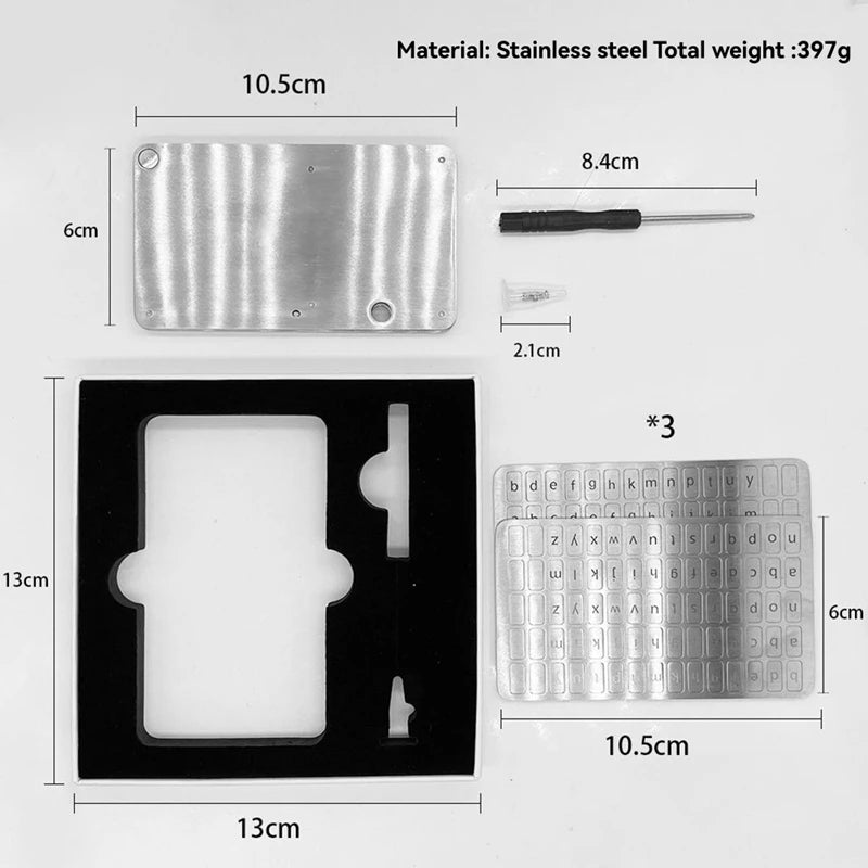 Plates Wallet Crypto Cryptocurrency Storage Crypto Wallet for Bitcoin Hardware Cold Backup Mechanical Code Record Book-A27R