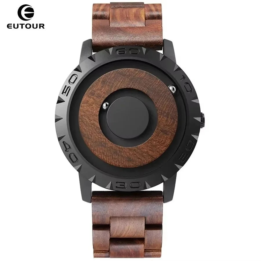 Orologio Uomo EUTOUR Magnetico Legno - Cinturino Wooden Sport Quarzo Impermeabile Luxury