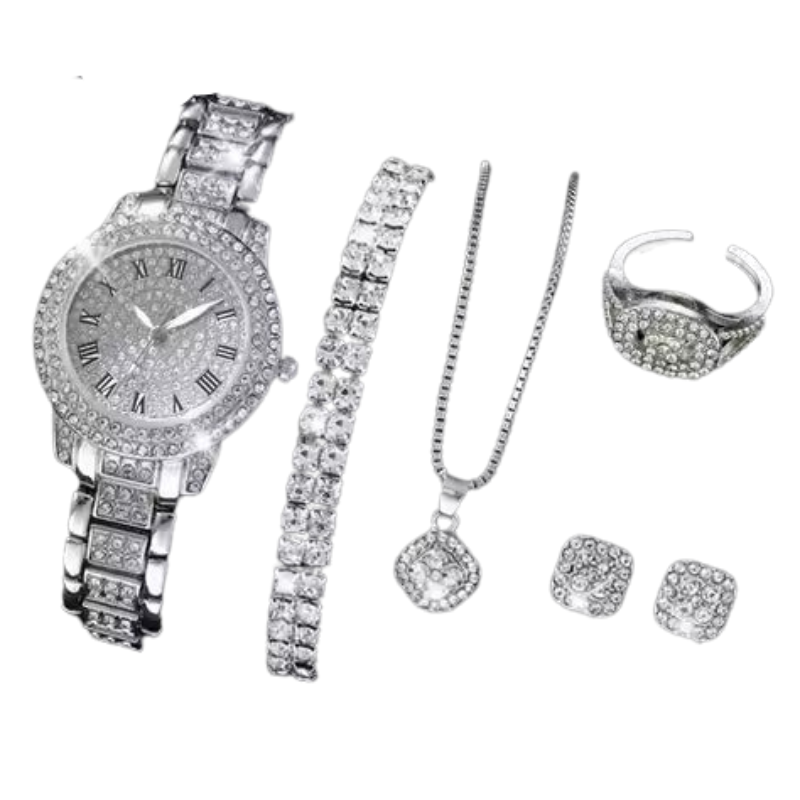 Roman Dial Women's Luxury Quartz Watch Set-0